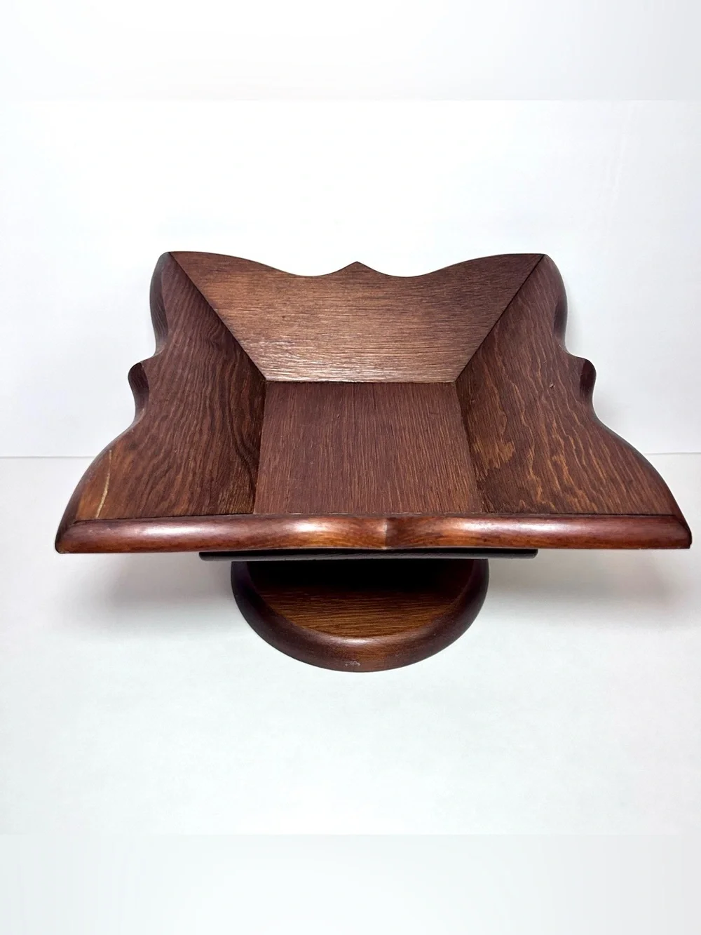 Vintage Mid-Century Modern Cornwall Wooden Pedestal Fruit Nut Bowl